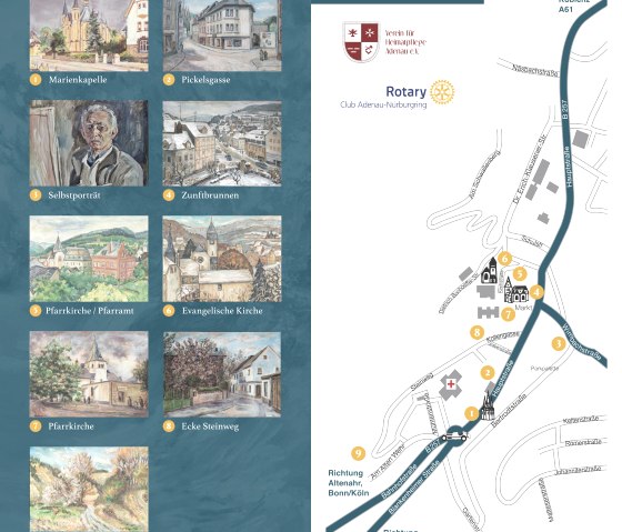 Stadtplan|Bilderweg Kurt Grazel, © Verein für Heimatpflege Adenau e.V. | Kurt Gratzel