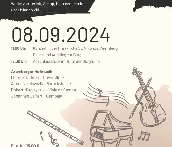 Plakat 9. Aremberger Hofkonzert, © Förderverein Burgruine Aremberg e.V.