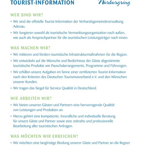 Das Leitbild der Tourist-Information Hocheifel-Nürburgring steht für Tourismus mit Herz und Leidenschaft für die Gäste der Region., © Tourist-Information Hocheifel-Nuerburgring